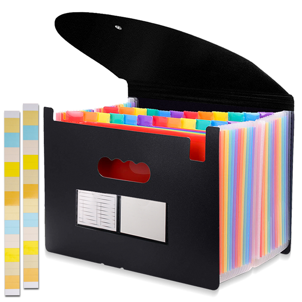 Expanding File Folder School Home 12 Pockets A4 Multicolor Portable Accordion File Folder-A4 Size File Organizer with Lid Works on for Office 