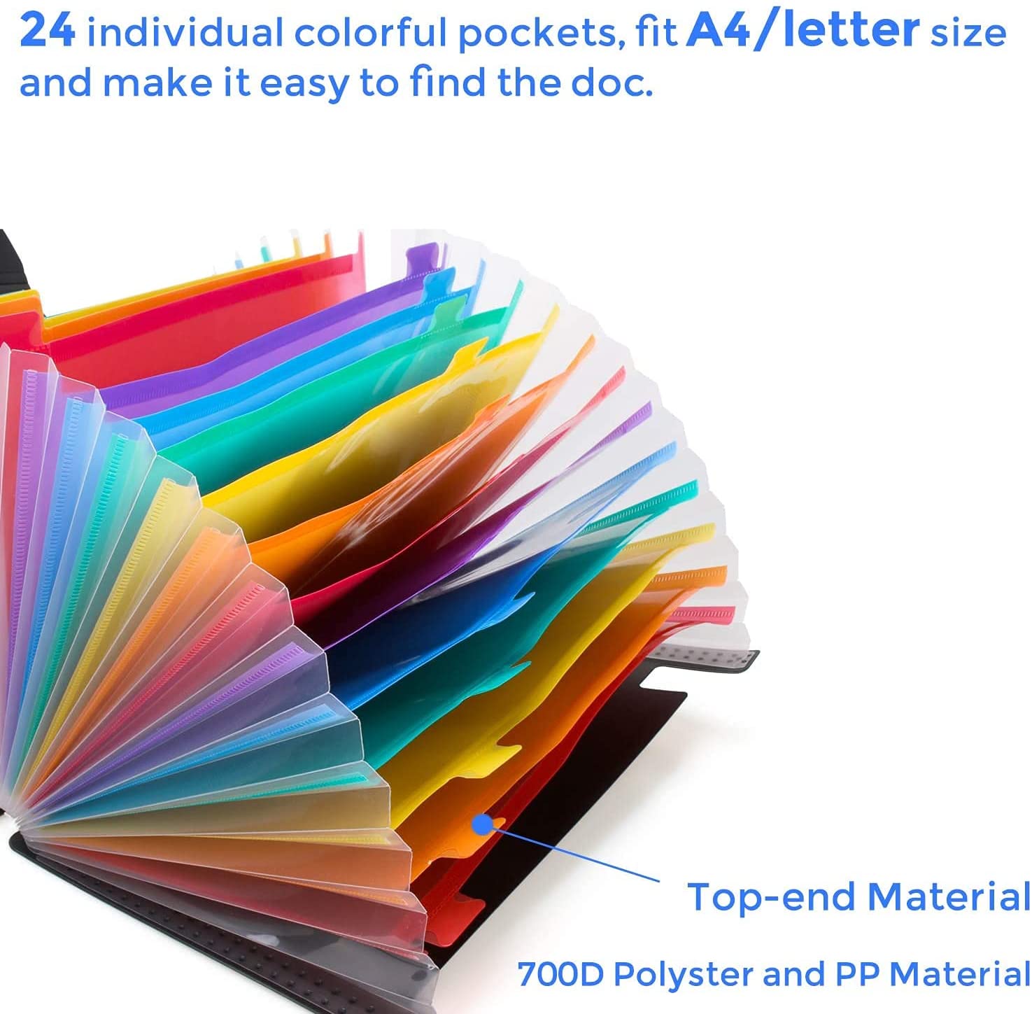 Expandable File Organiser with Cover Expanding File Folder Portable A4 Accordion Folder Xndryan 24 Pockets File Organisers Rainbow Office Folders to Classify and Organize Files