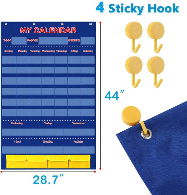 Classroom Calendar Pocket Chart, School Calendar for Kids Learning for  Home, Homeschool Classroom Supplies for Teachers Elementary – VICNOVA
